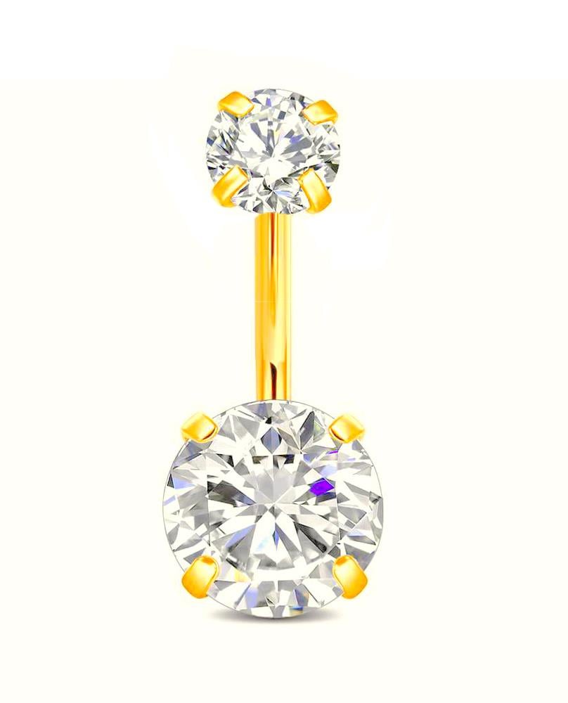 Welch Gold Renk Kadın Çelik Göbek Modeli Taşlı Piercing Welch Çelik Piercing Modelleri - WELCH 