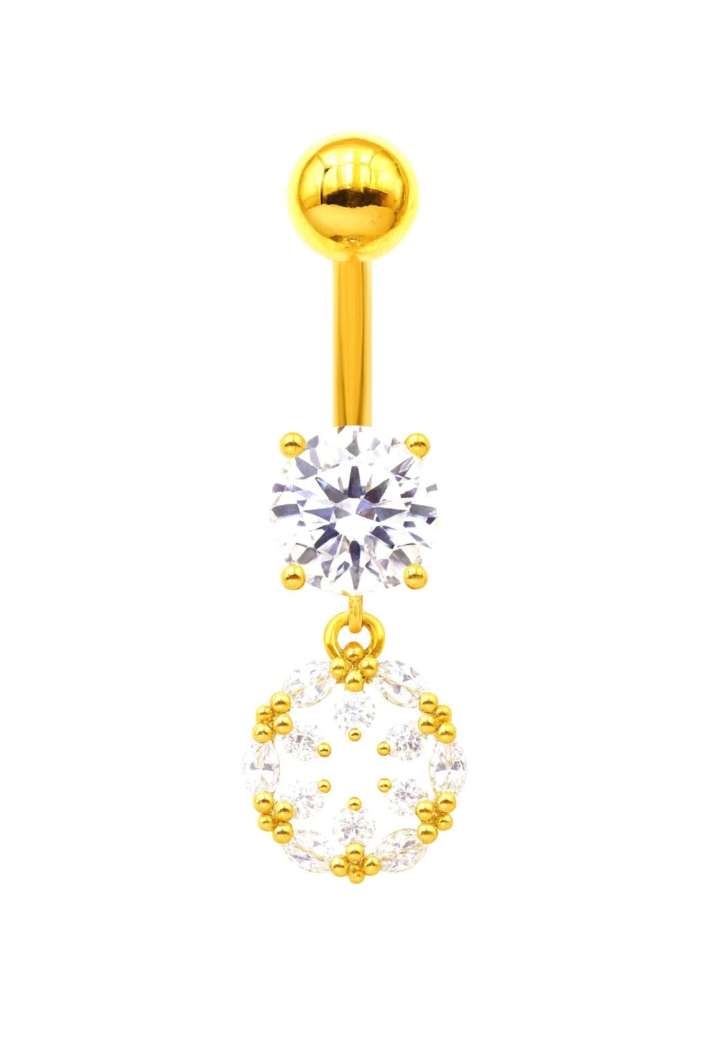 Welch Gold Çelik Taşlı Halka Göbek Piercing Welch Çelik Piercing Modelleri - WELCH 