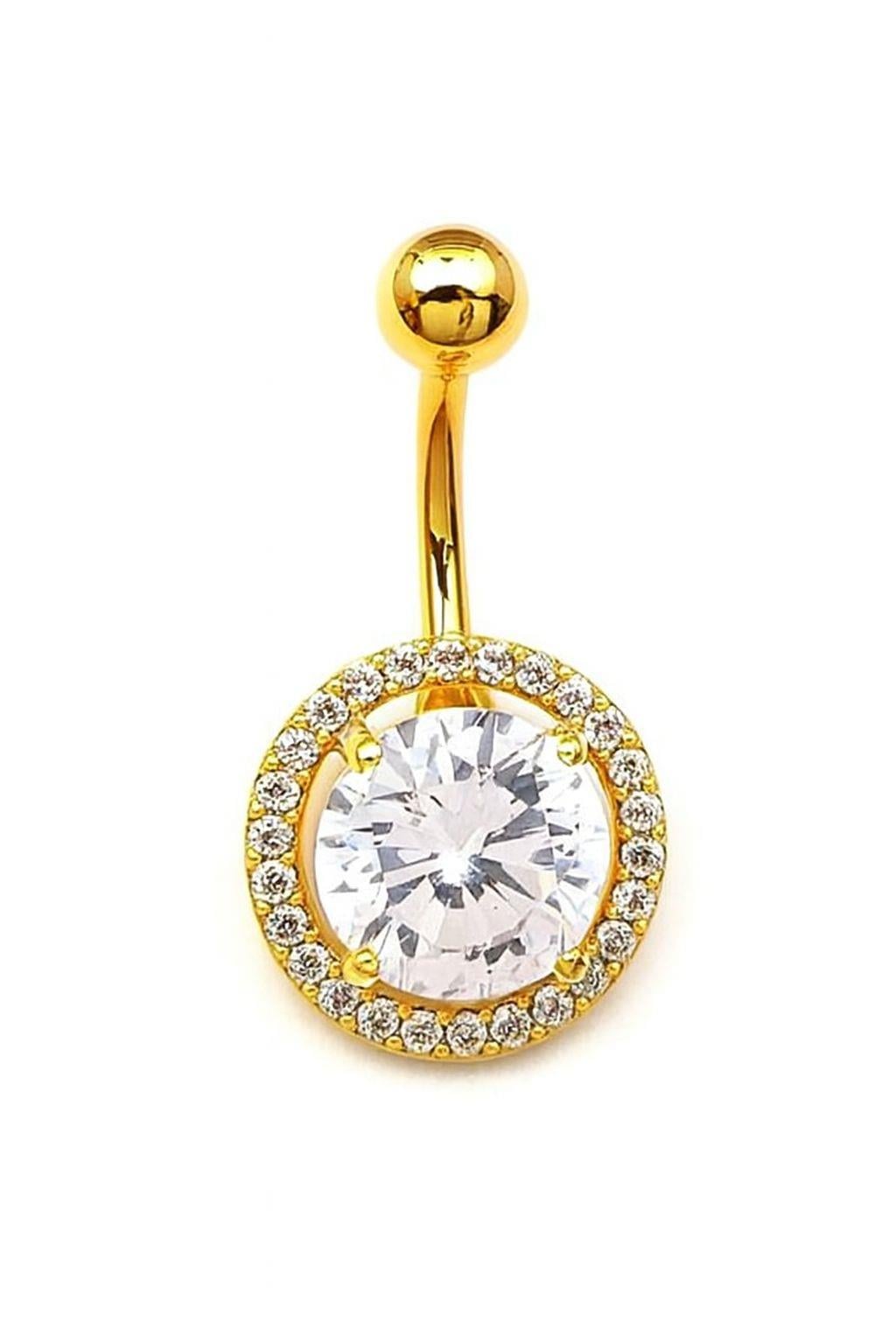 Welch Gold Çelik Göbek Tek Taş Piercing Welch Çelik Piercing Modelleri - WELCH 
