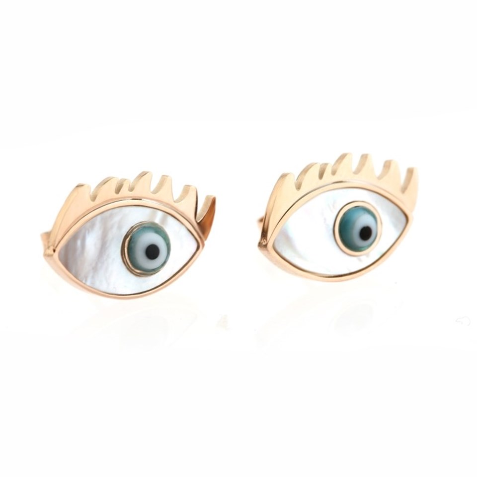 Welch Steel Rose Eye Evil Eye Earrings