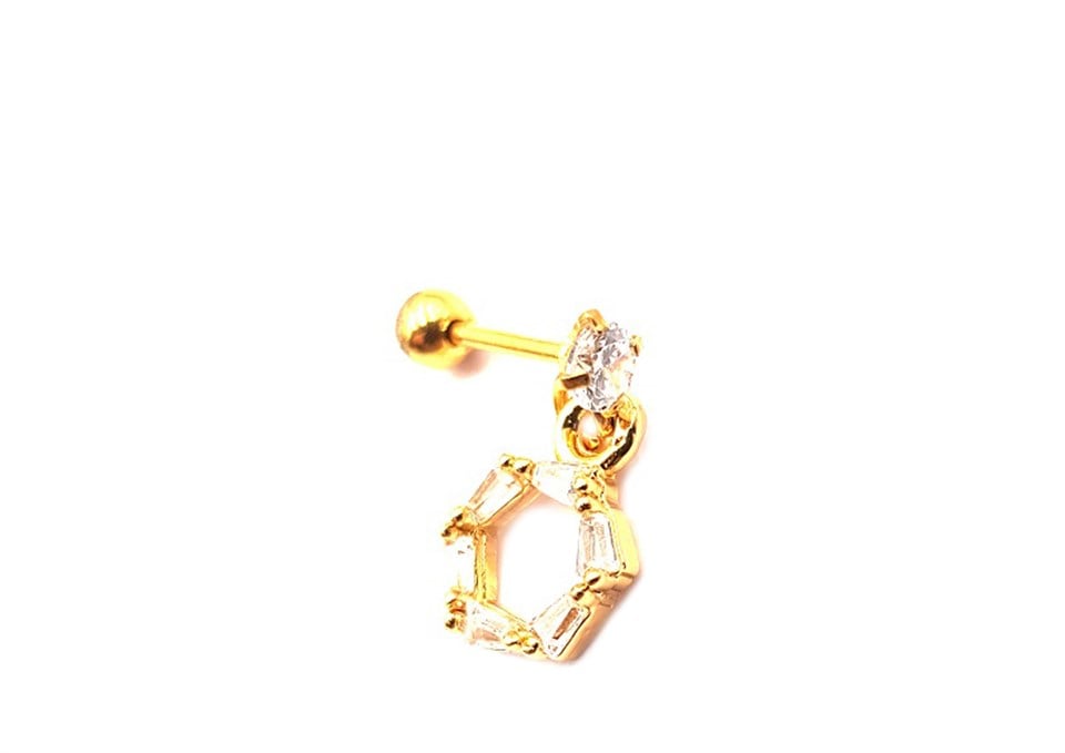 Welch Çelik Sallantılı Baget Taşlı Tragus Helix Piercing