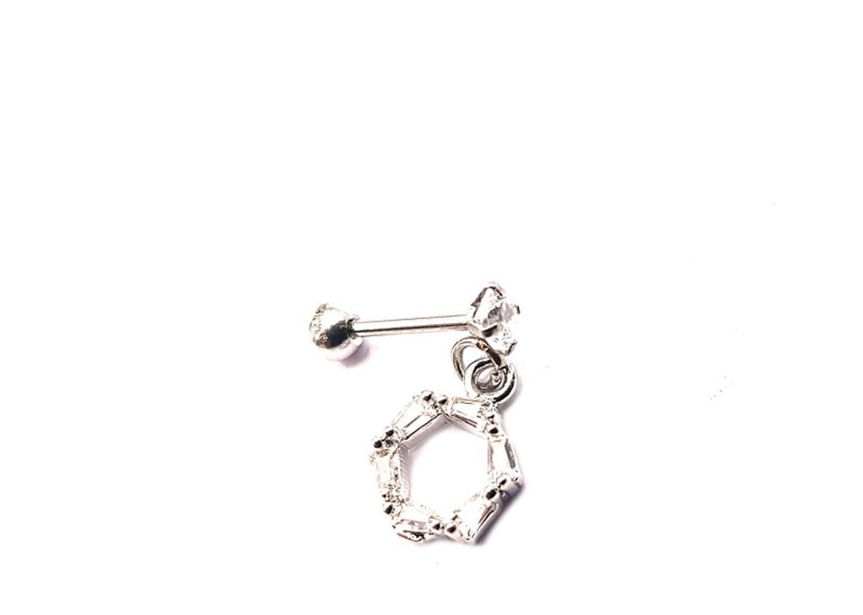 Welch Çelik Sallantılı Baget Taşlı Tragus Helix Piercing