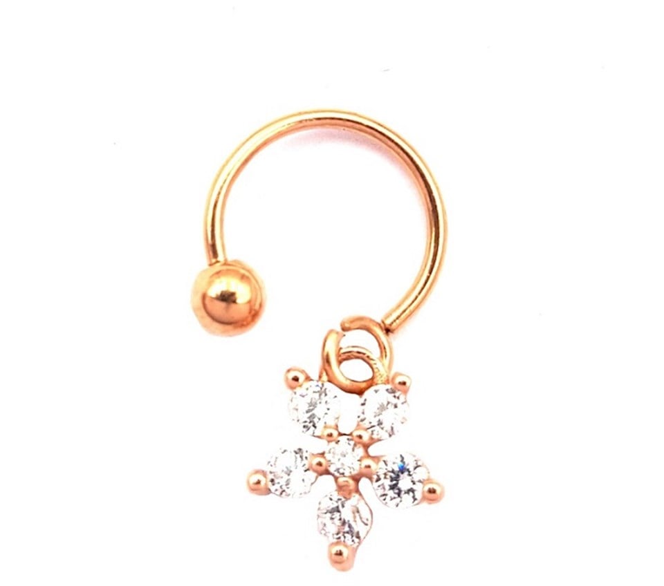 Welch Çelik Sallantılı Taşlı Çiçek Piercing