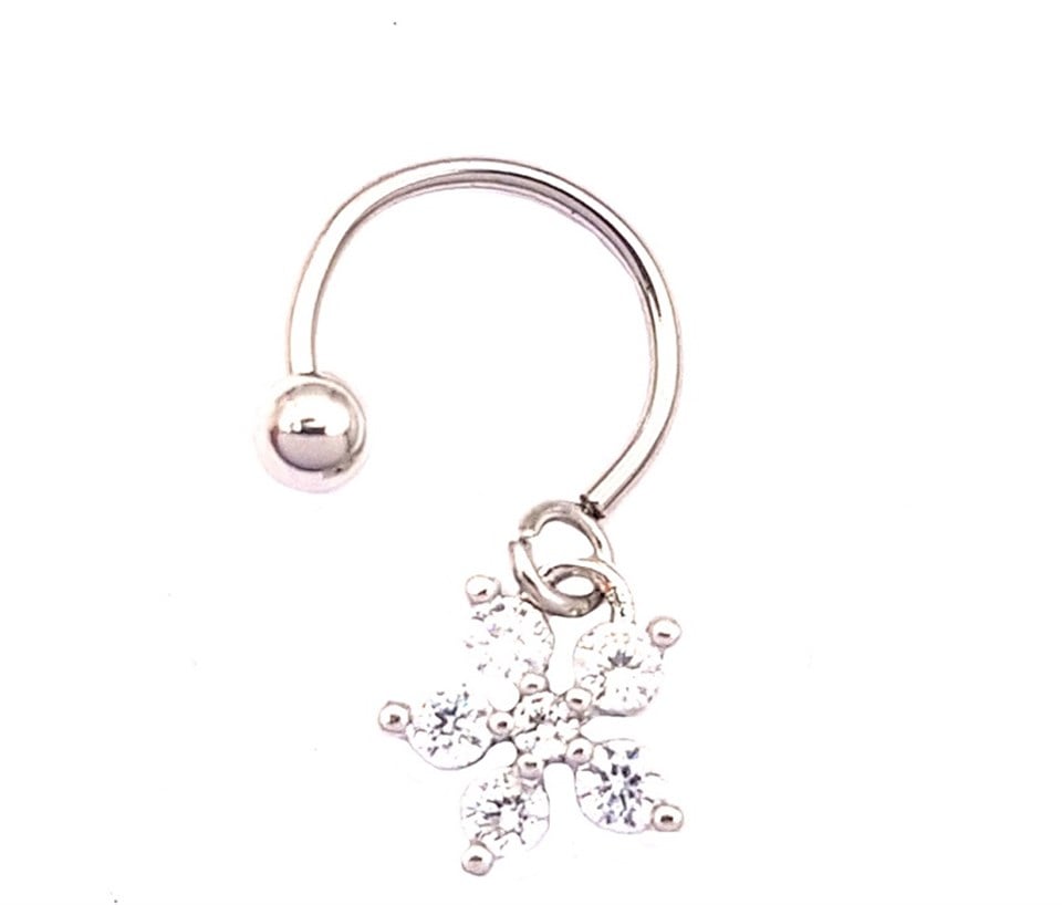 Welch Çelik Sallantılı Taşlı Çiçek Piercing