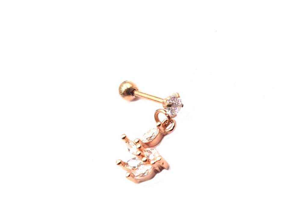Welch Çelik Sallantılı Taşlı Tragus Helix Piercing