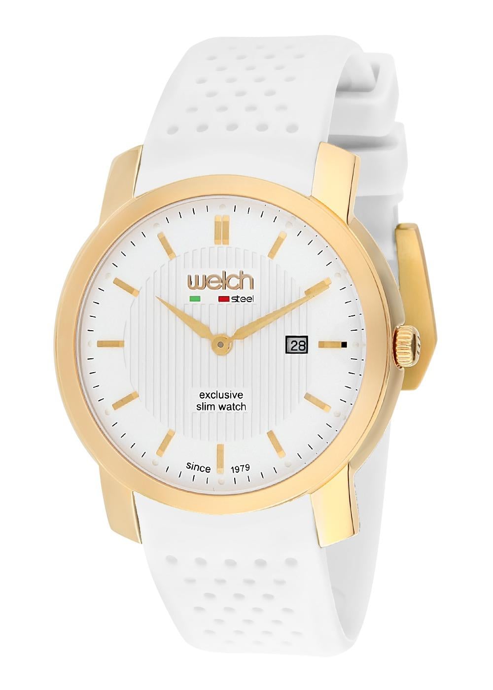 Welch Çelik Sarı Beyaz Unisex Saat Welch Çelik Sarı Beyaz Unisex Saat ve Renkli Kordon Saat - WELCH 