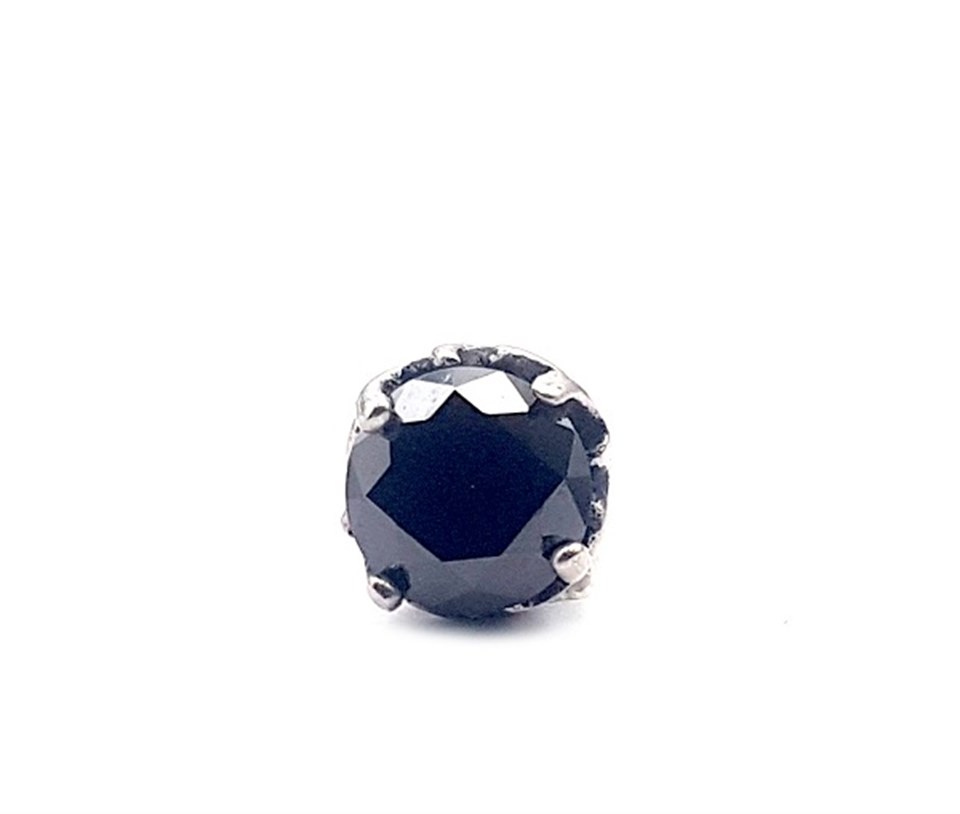 Welch Mens Black Stone Steel Earrings