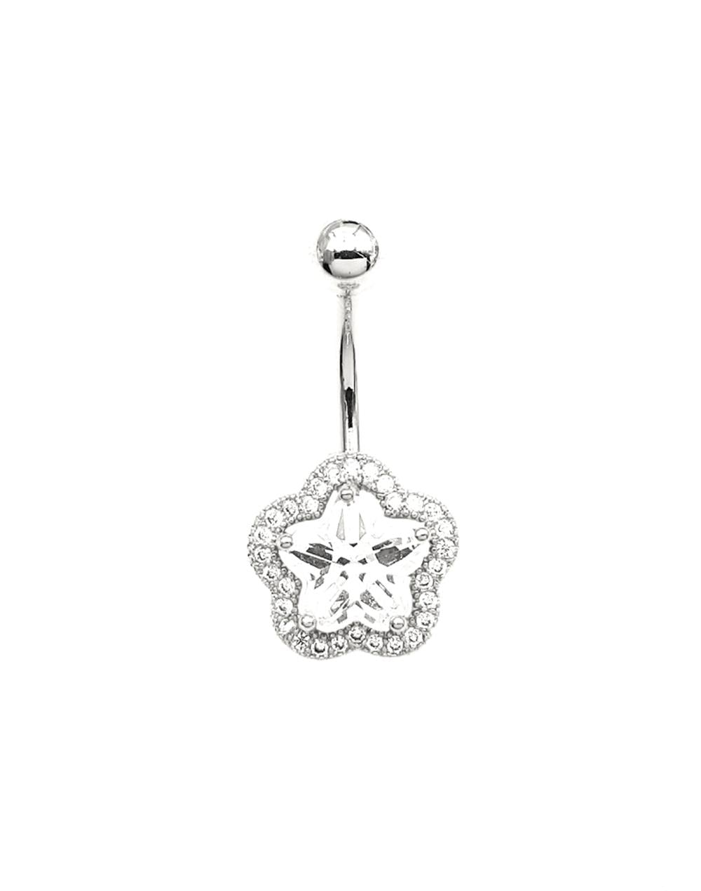 Welch Çelik Taşlı Çiçekli Yıldız Göbek Piercing