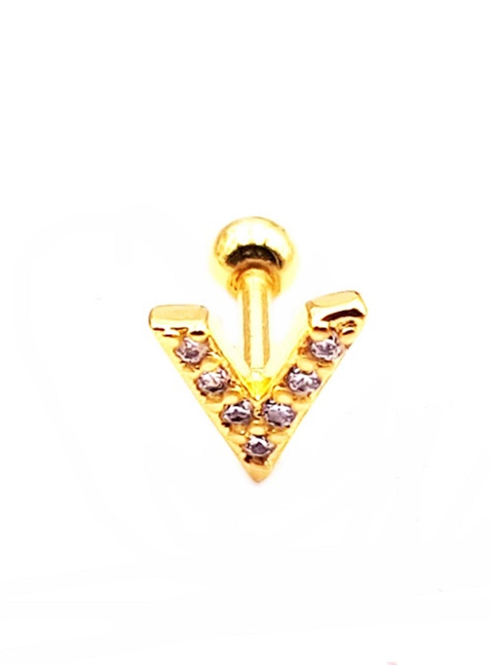 Welch Çelik Taşlı Helix Tragus V Piercing