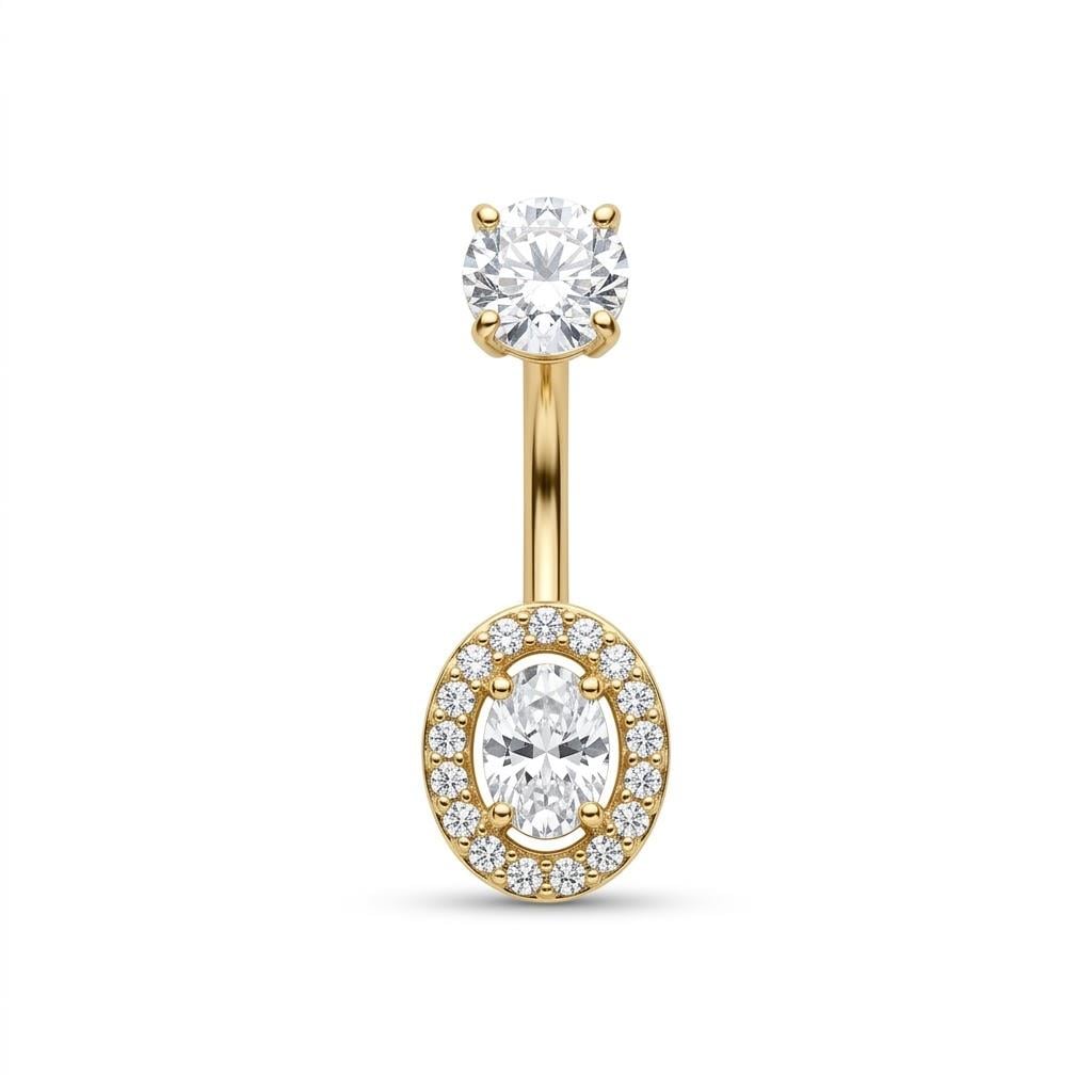 Welch Çelik Taşlı Oval Göbek Piercing Welch Çelik Taşlı Oval Göbek Piercing ve Piercing Modelleri - WELCH 