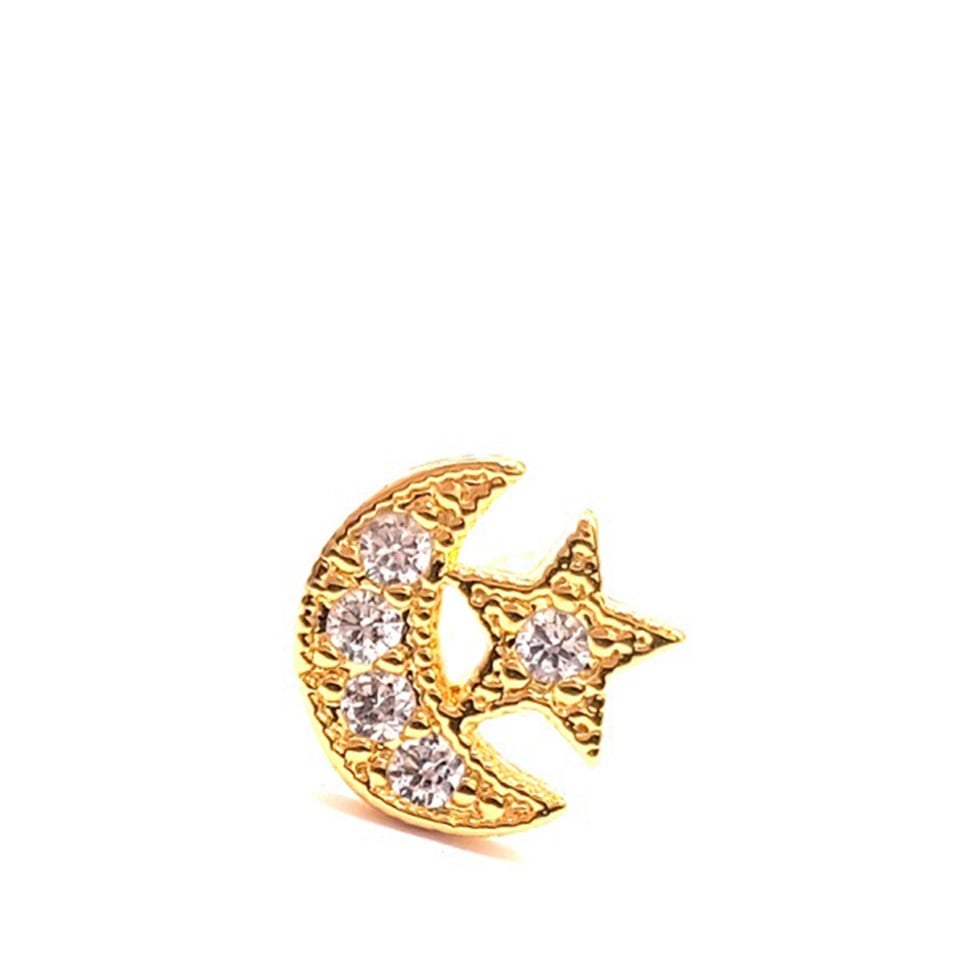 Welch Çelik Tragus Helix Ay Yıldızlı Piercing