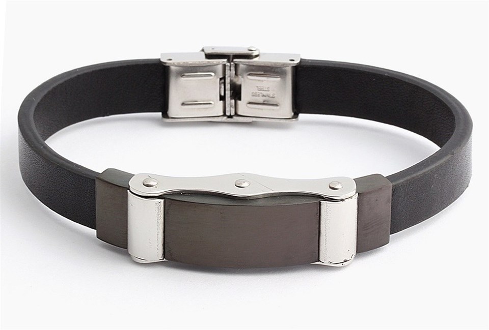 Welch Mens Steel Leather Bracelet
