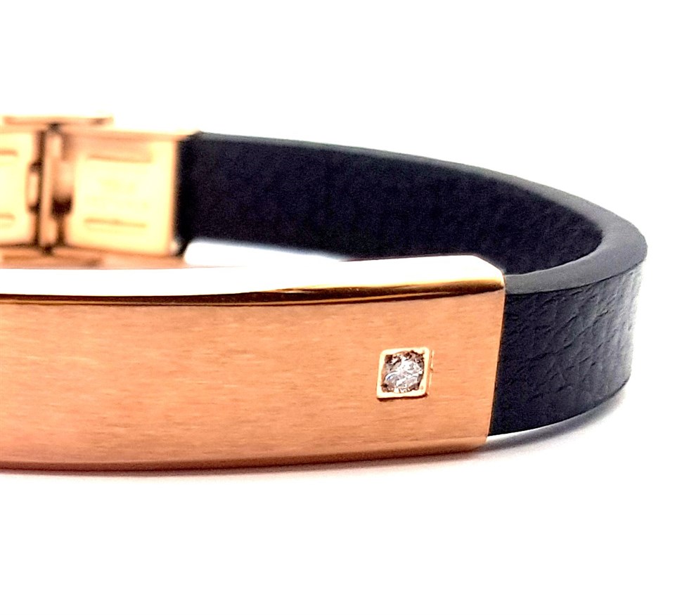 Welch Mens Rose Steel Diamond Bracelet