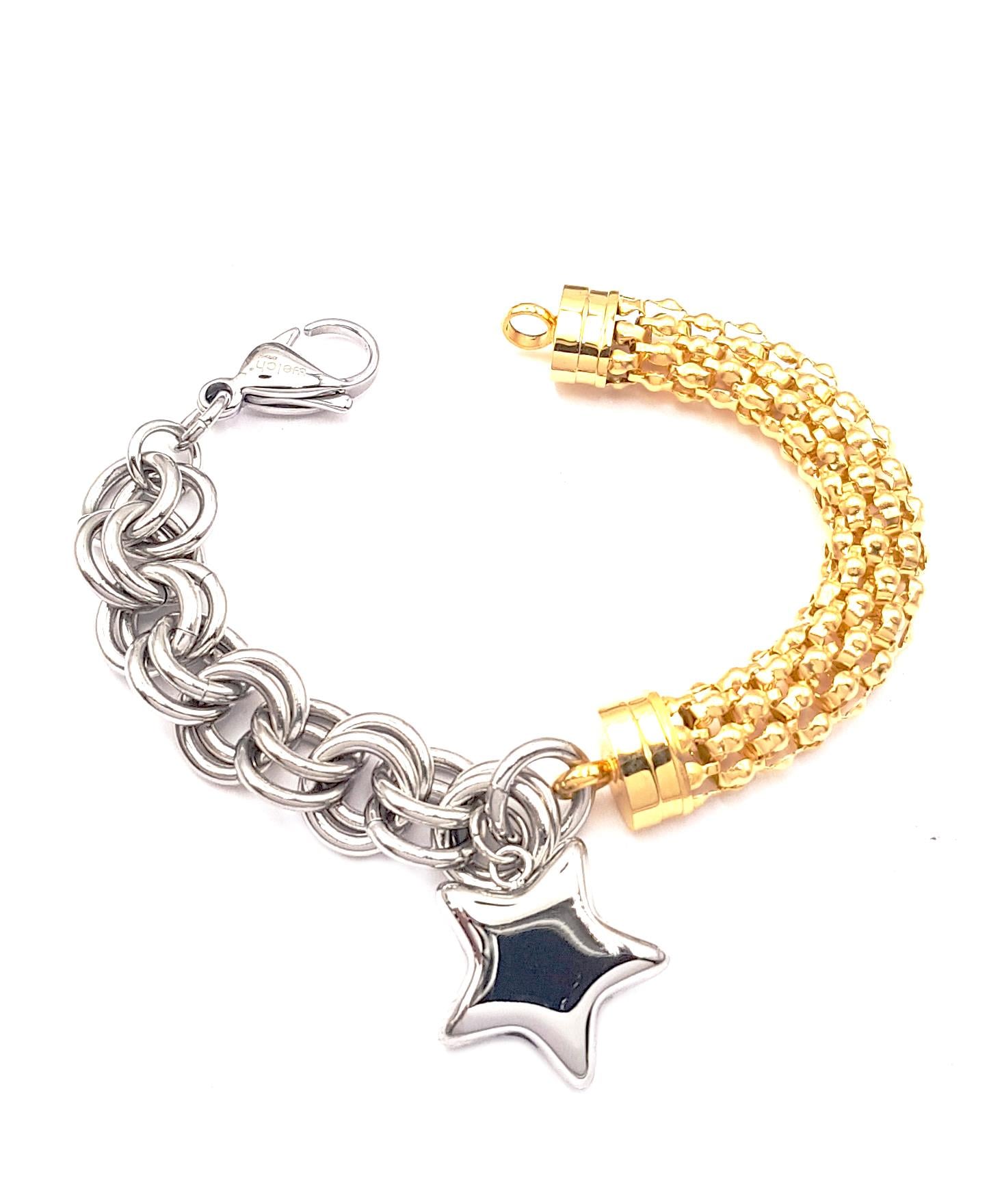Welch Gold Beyaz Çelik Yıldızlı Charm Bileklik