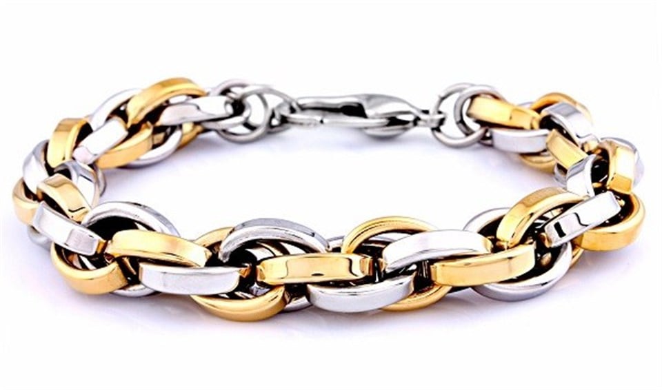 Welch Gold White Womens Steel Chain Bracelet