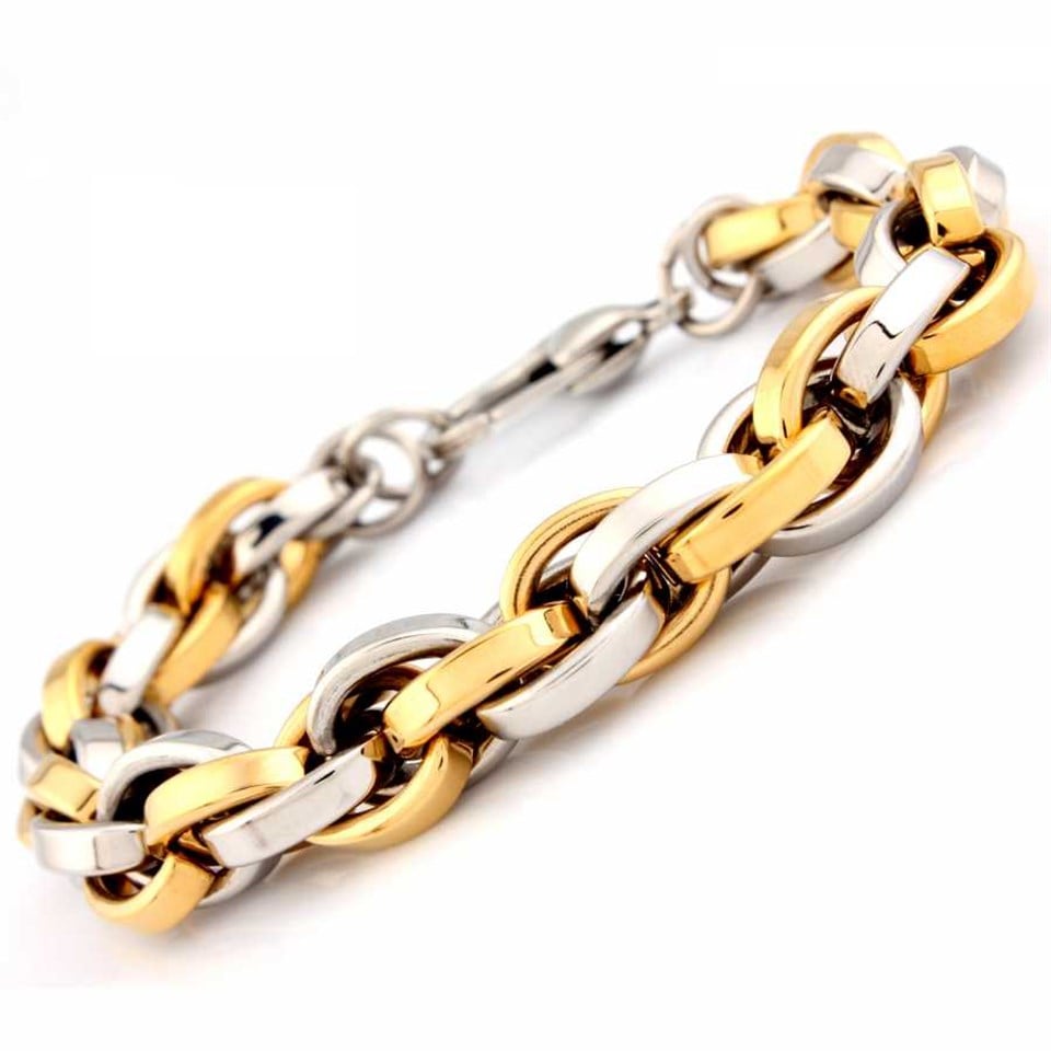 Welch Gold White Womens Steel Chain Bracelet