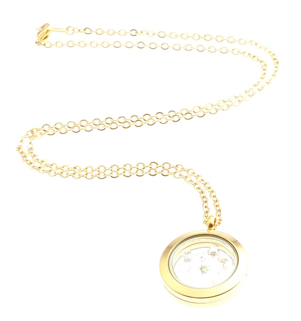 Welch Gold Camı Açılabilir Taşlı Çelik Kolye