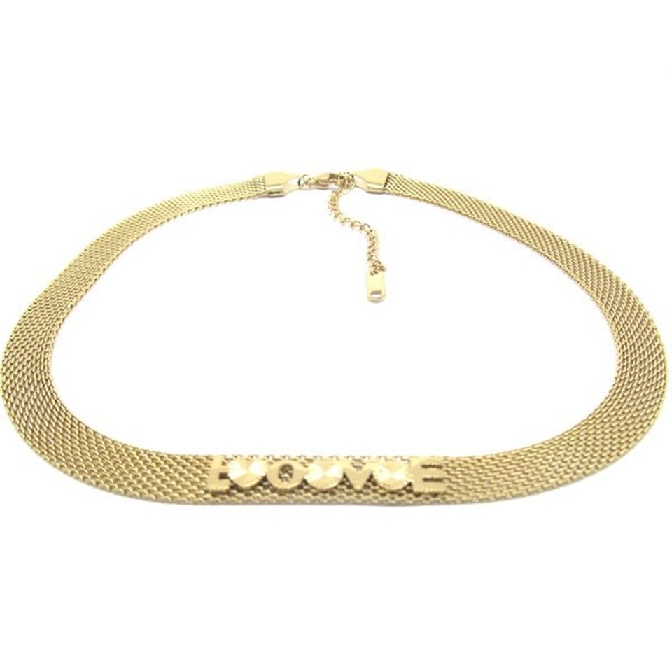Welch Gold Çelik Choker Love Kolye