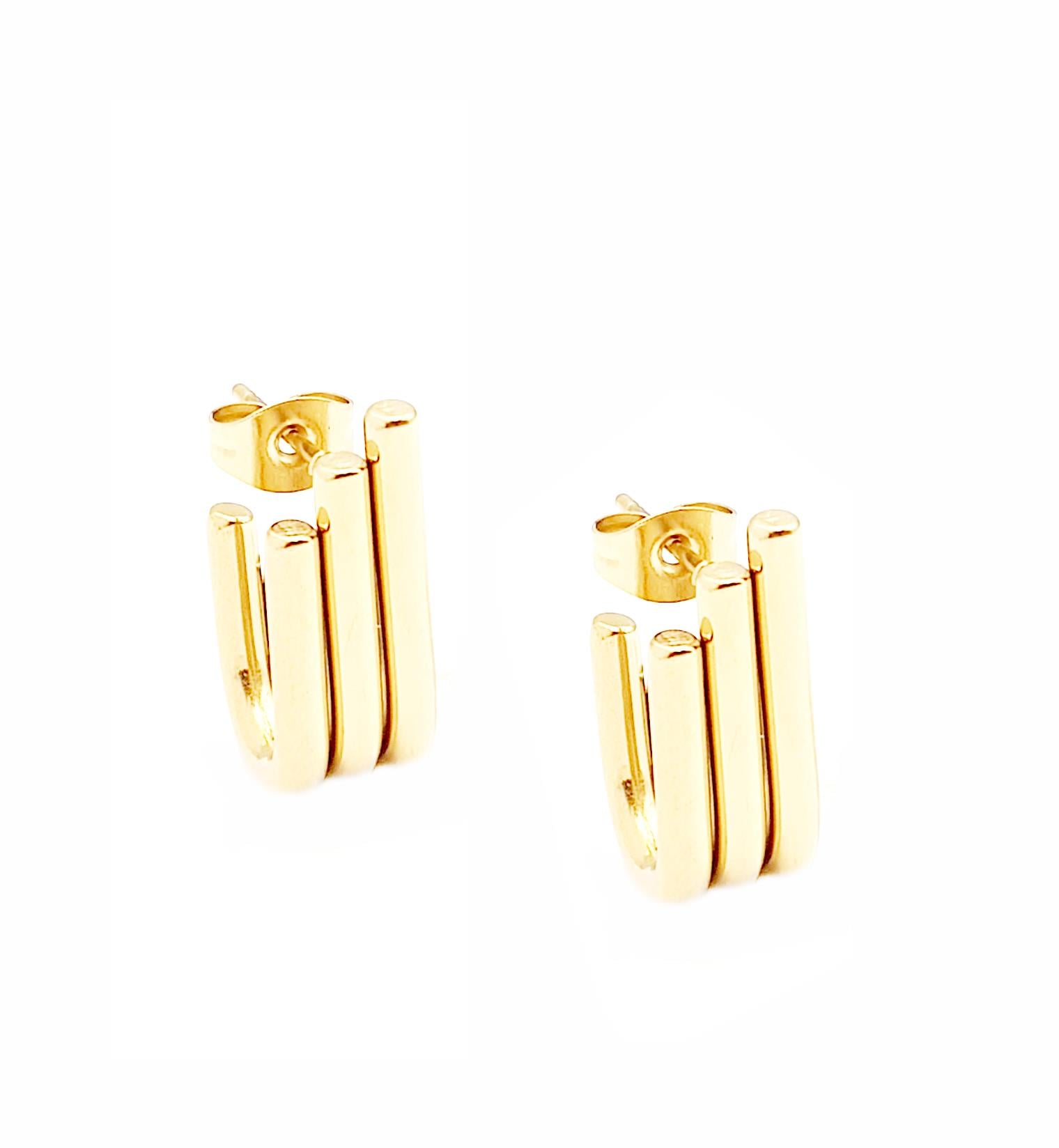 Welch Gold Çelik Geometrik Küpe