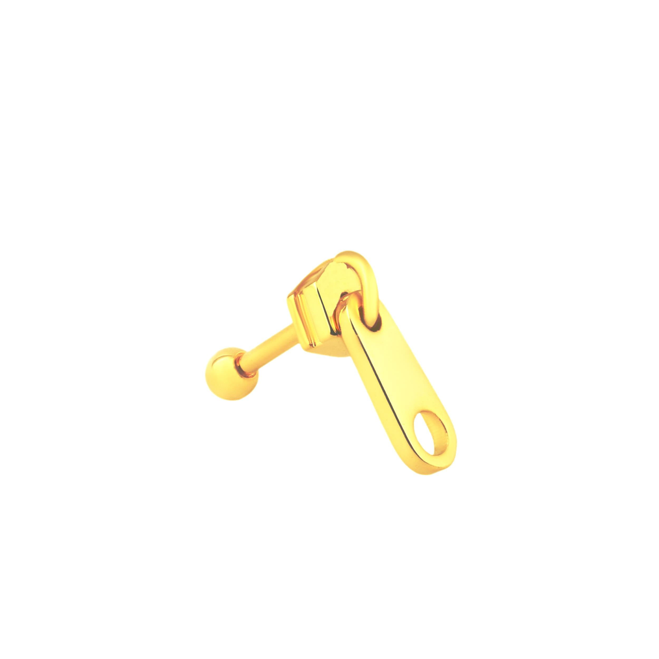 Welch Gold Çelik Helix Tragus Fermuar Piercing