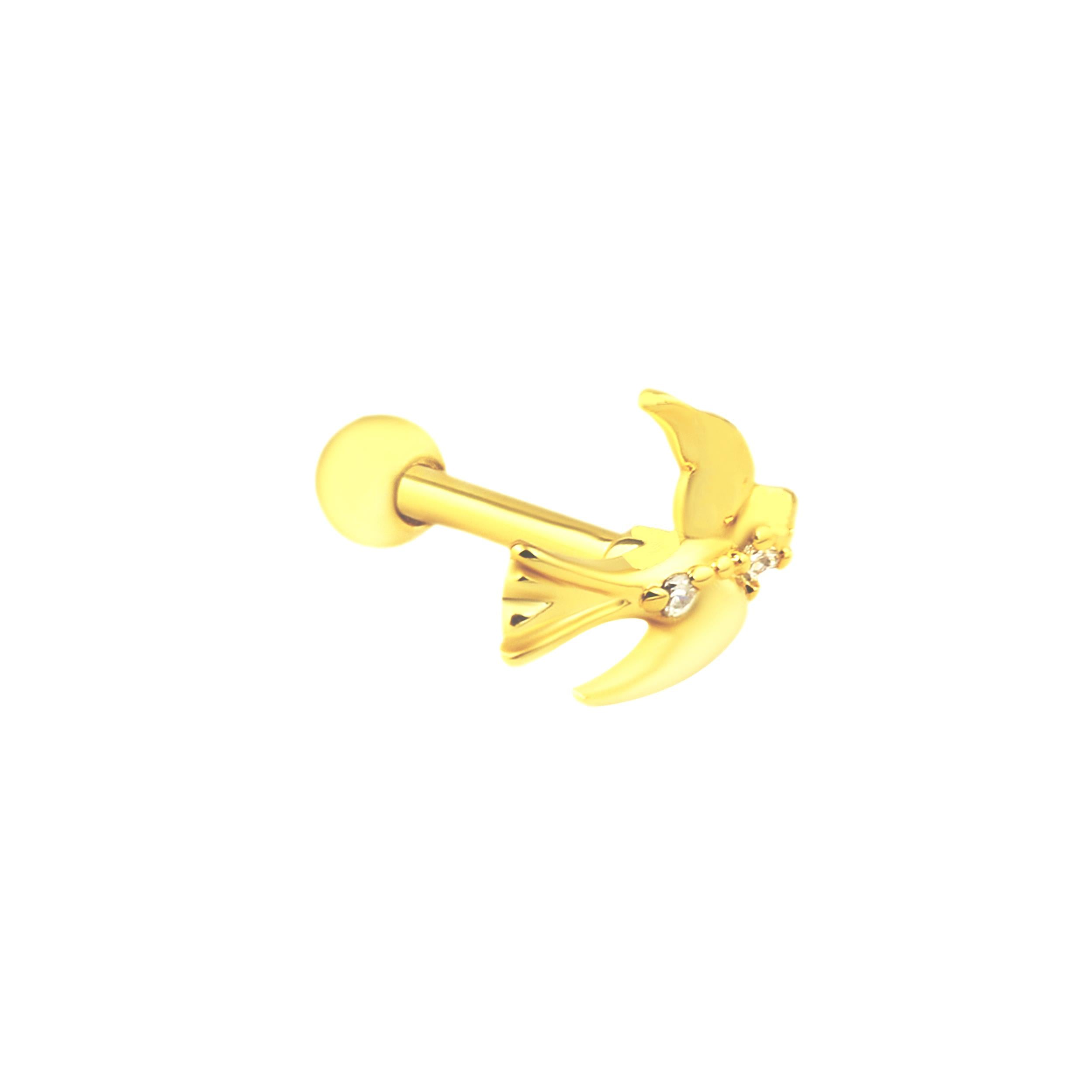 Welch Gold Çelik Helix Tragus Kuş Piercing