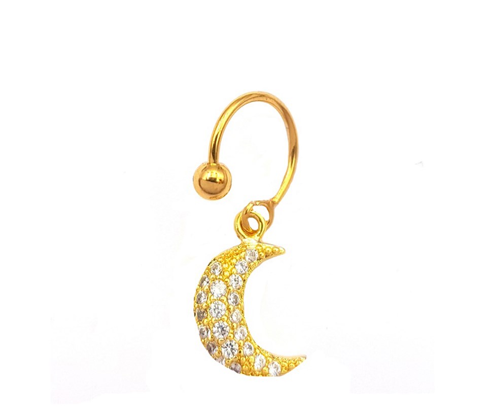 Welch Gold Çelik Sallantılı Ay Piercing