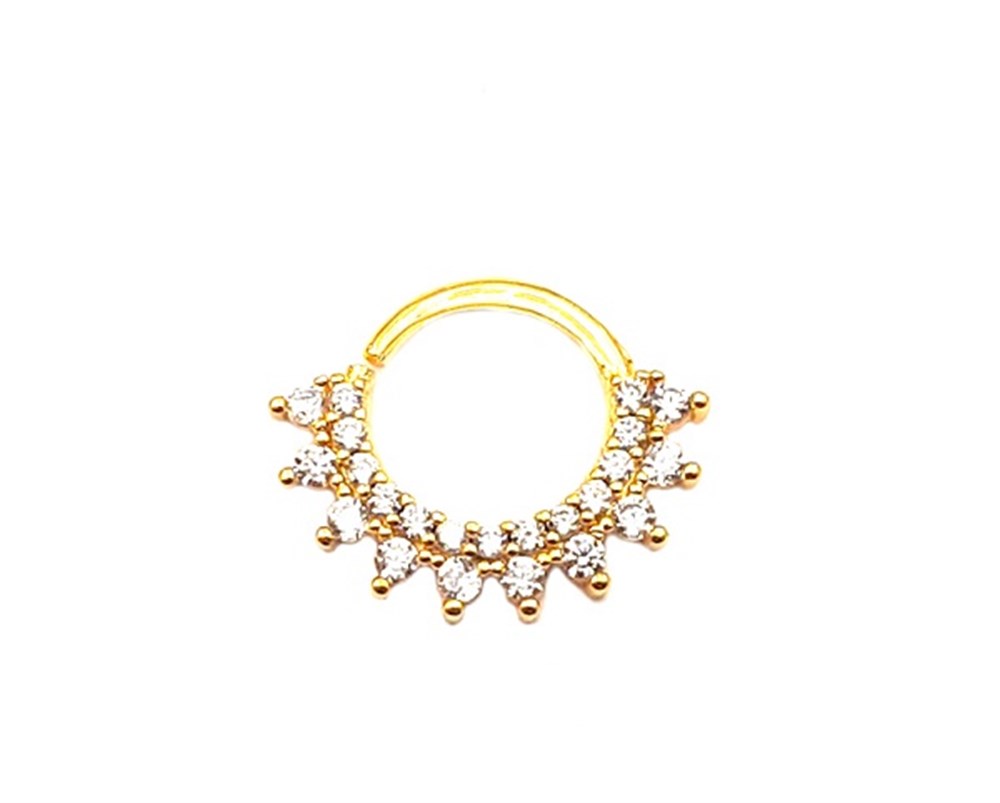 Welch Gold Çelik Taşlı Halka Burun Hızma Piercing