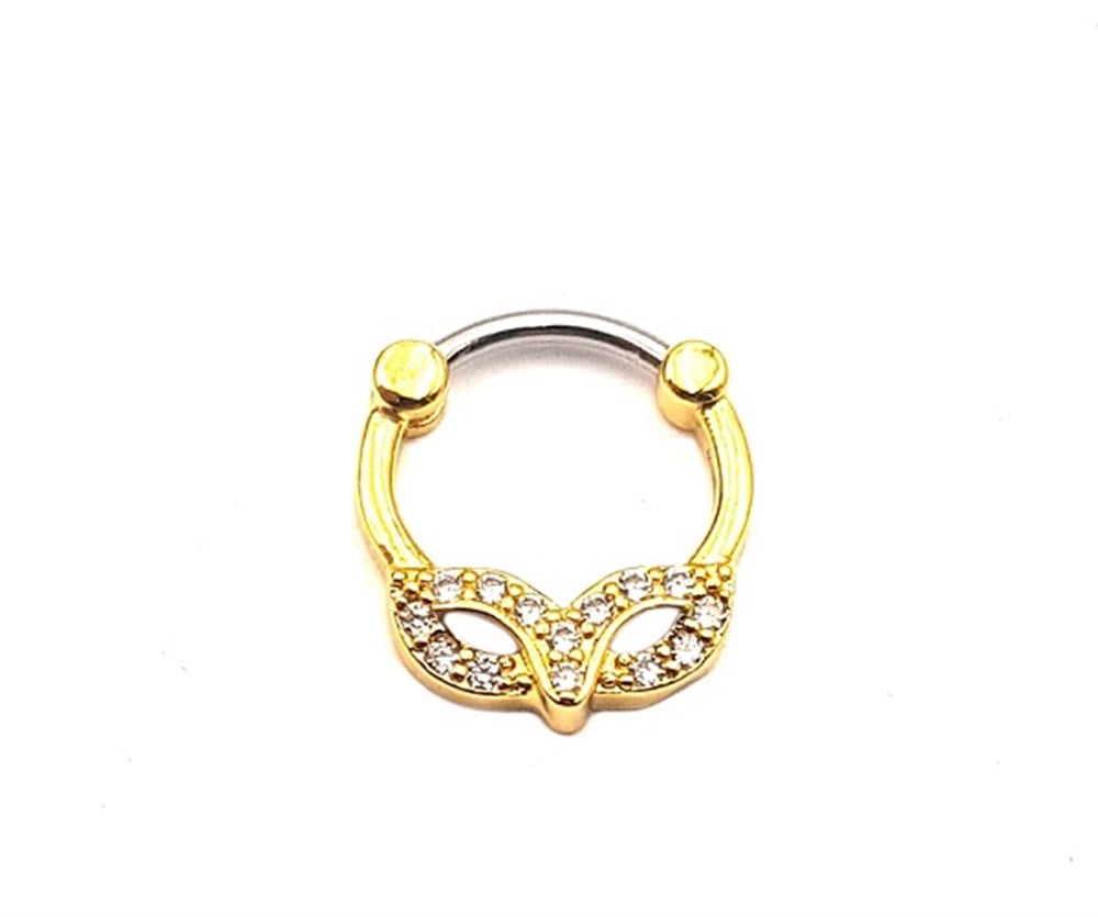 Welch Gold Çelik Taşlı Halka Burun Hızma Kedi Piercing