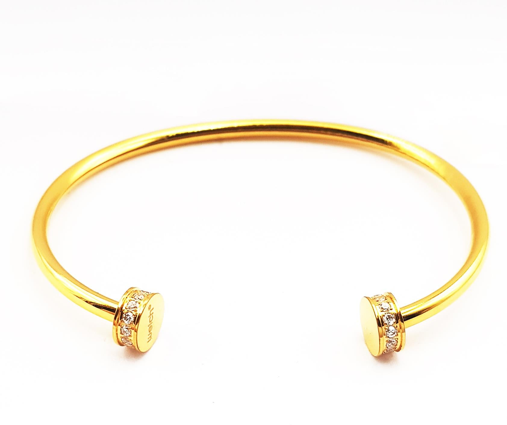 Welch Gold Çelik Taşlı Kelepçe Bileklik