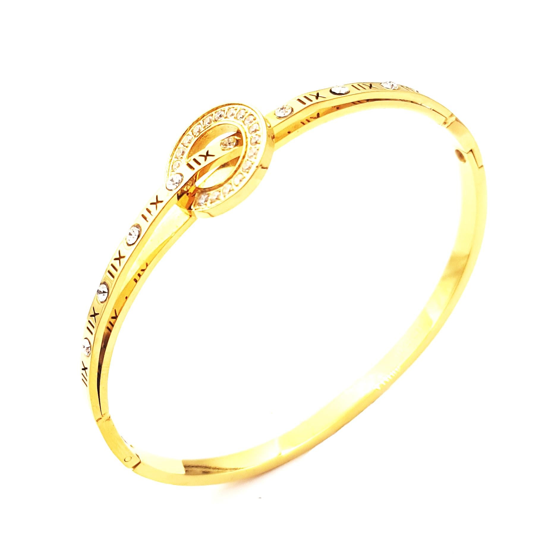Welch Gold Çelik Taşlı Kelepçe Bileklik