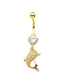 Welch Gold Çelik Taşlı Yunus Balığı Göbek Piercing