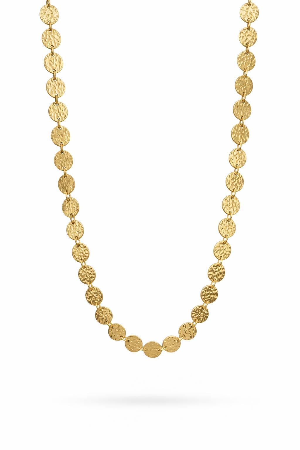 Welch Gold Kaplama Dokulu Disk Çelik Kolye – Altın Görünümlü Şık Tasarım