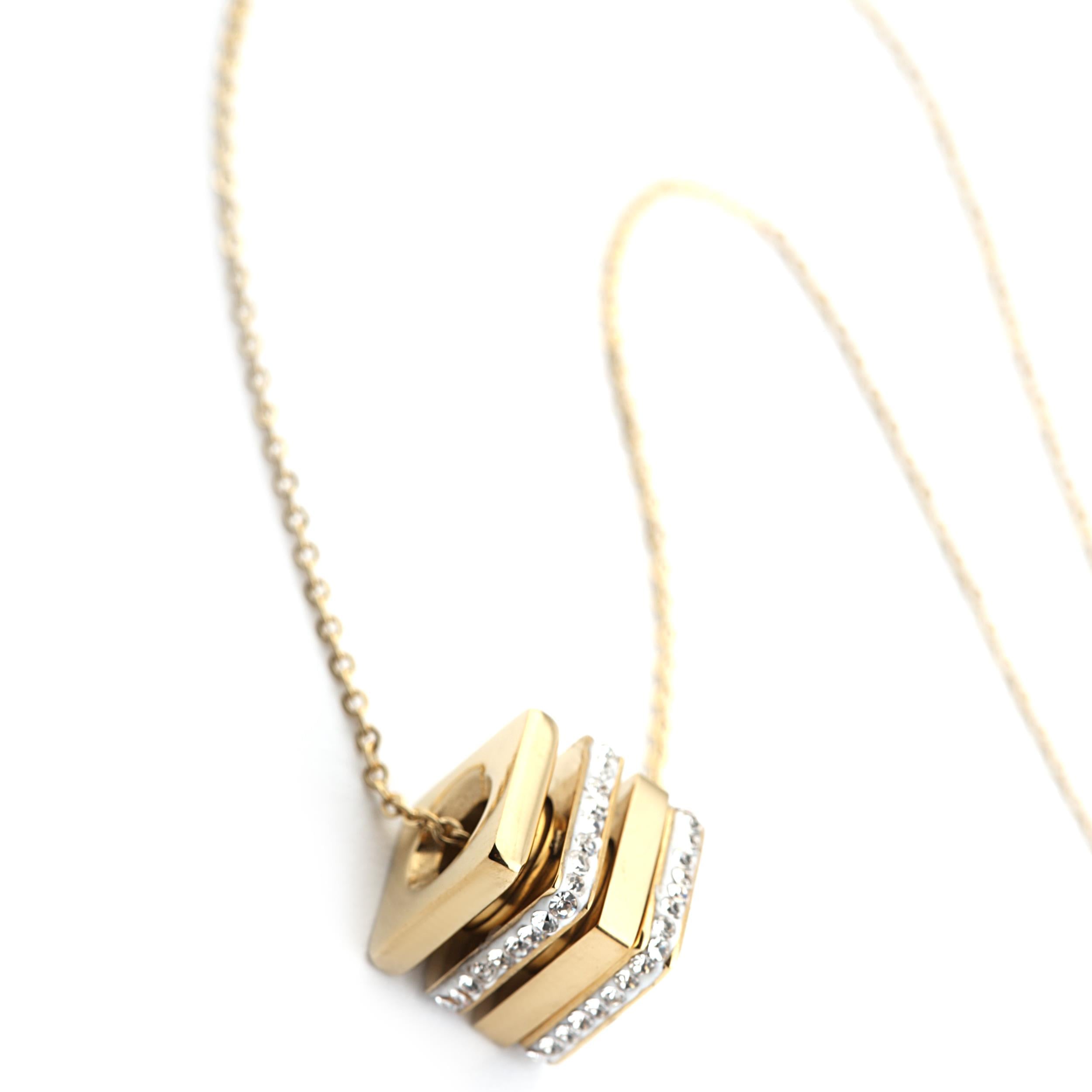 Welch Gold Cube Womens Steel Necklace