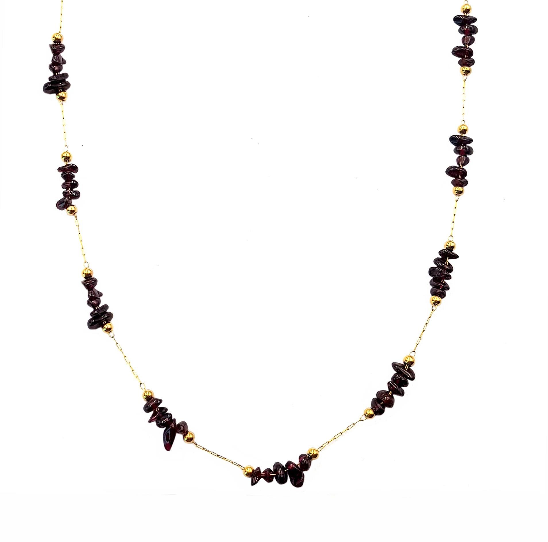 Welch Gold Garnet Doğal Taşlı Çelik Kolye