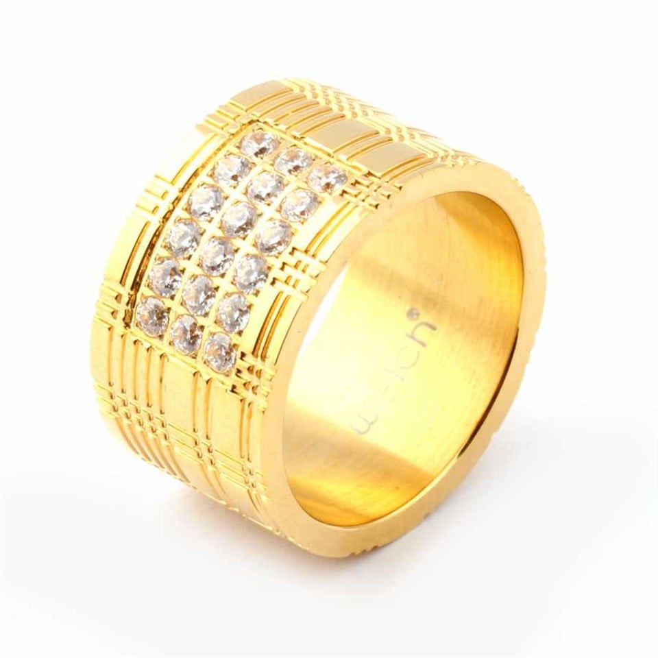Welch Gold Taşlı Alyans Çelik Yüzük