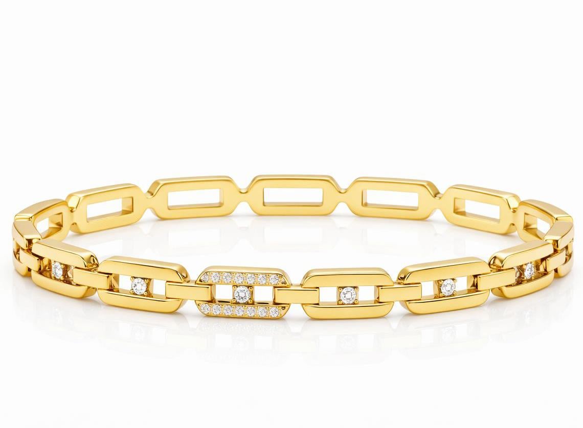 Welch Gold Taşlı Çelik Bileklik