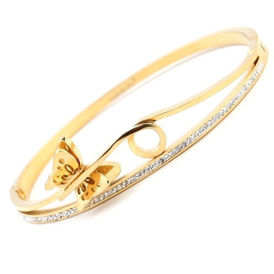 Welch Gold Stone Butterfly Womens Steel Bracelet