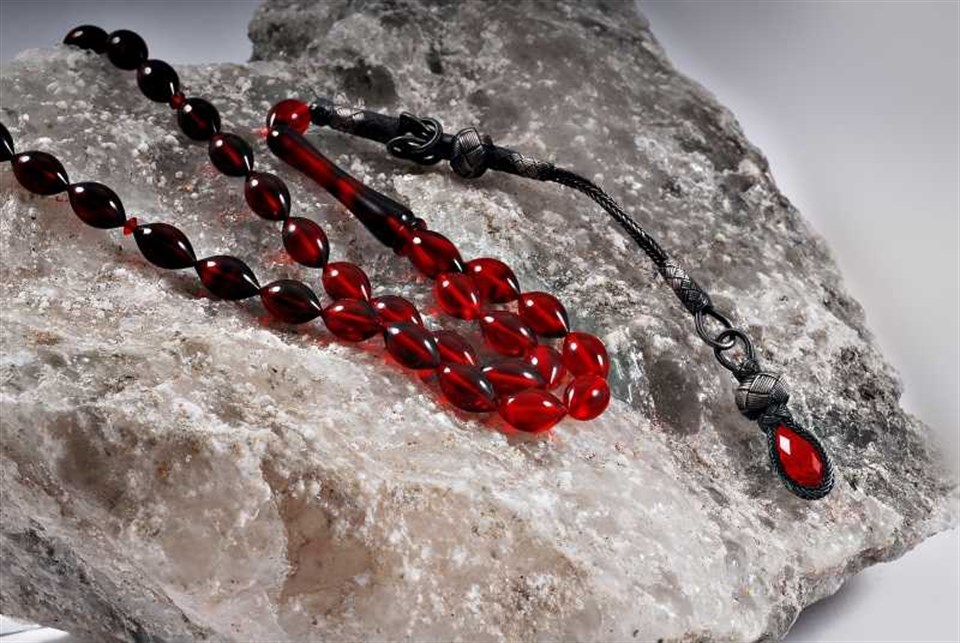 Welch Silver 1000 Sterling Trabzon Handcrafted Kazaziye Tasseled Squeezing ​​Amber Rosary