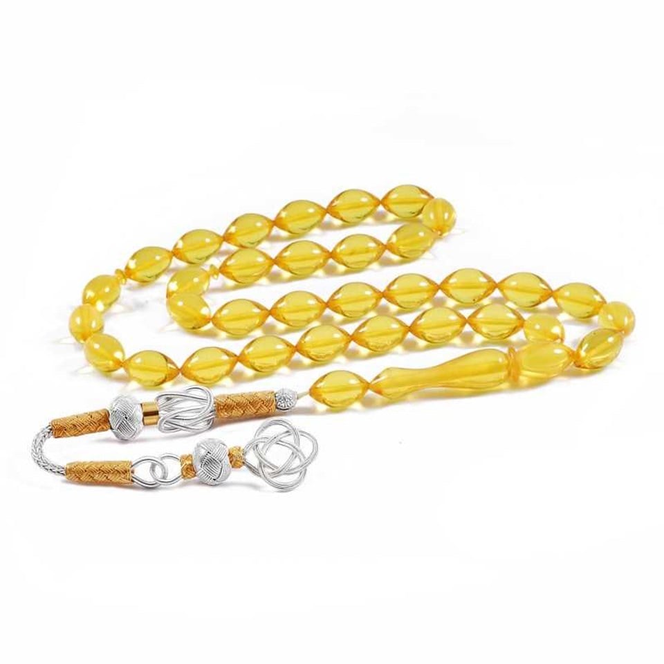 Welch Gümüş 1000 Ayar trabzon El İşi Kazaziye Püsküllü Sıkma Kehribar