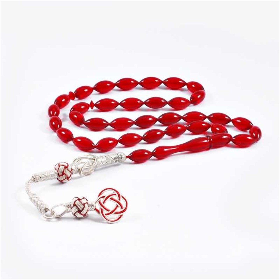 Welch Silver 1000 Sterling Trabzon Handcrafted Kazaziye Tasseled Squeezing ​​Amber Rosary