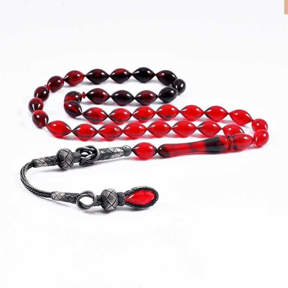 Welch Silver 1000 Sterling Trabzon Handcrafted Kazaziye Tasseled Squeezing ​​Amber Rosary