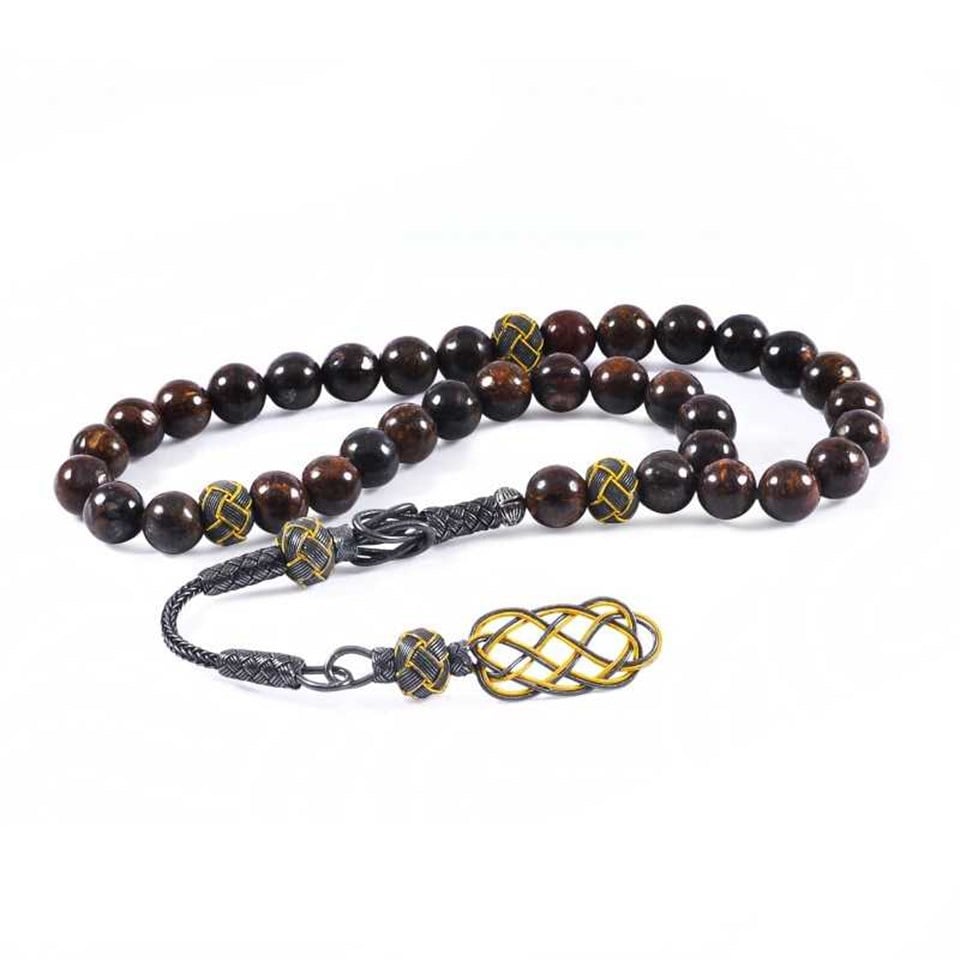 Welch Gümüş 1000 ayar Trabzon Elişi Kazaziye Püsküllü Kuvars Doğaltaş Tesbih