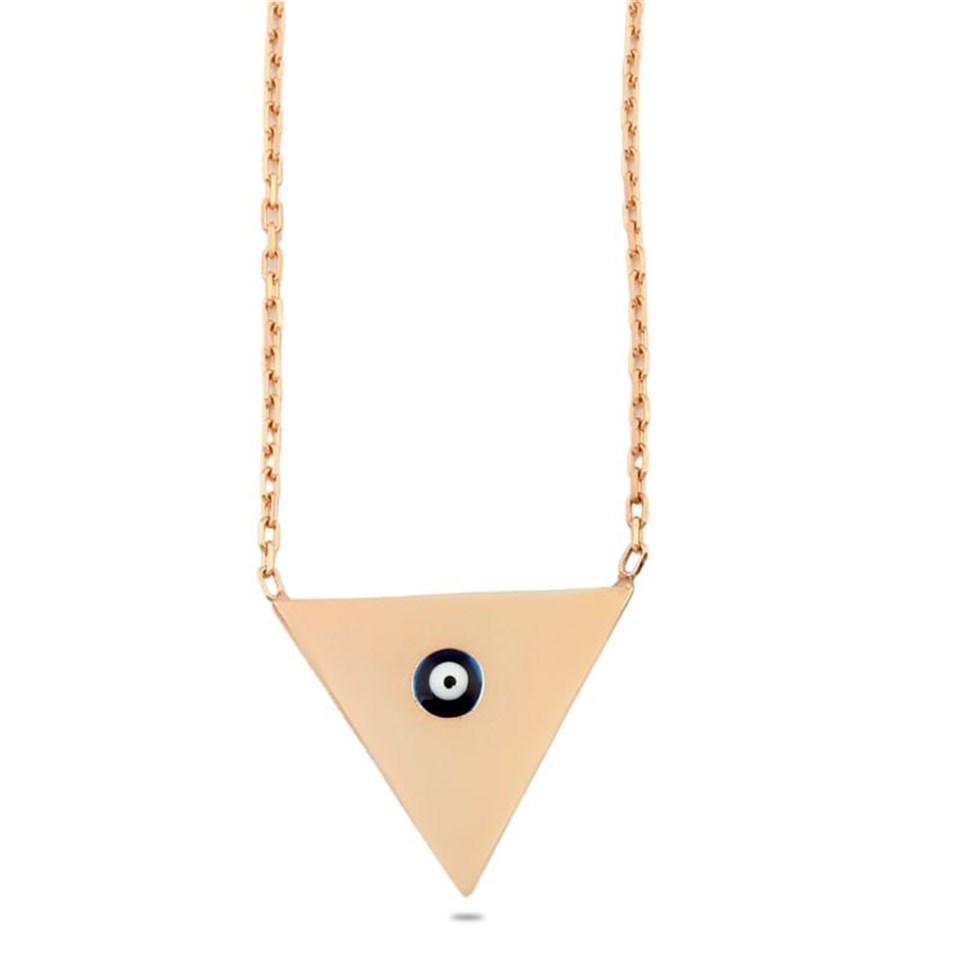 Welch Silver Triangle Evil Eye Beads Sterling Silver Necklace