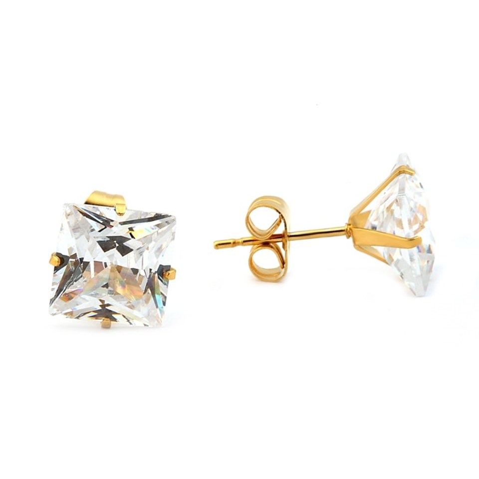Welch Womens Steel Square Stone Earrings