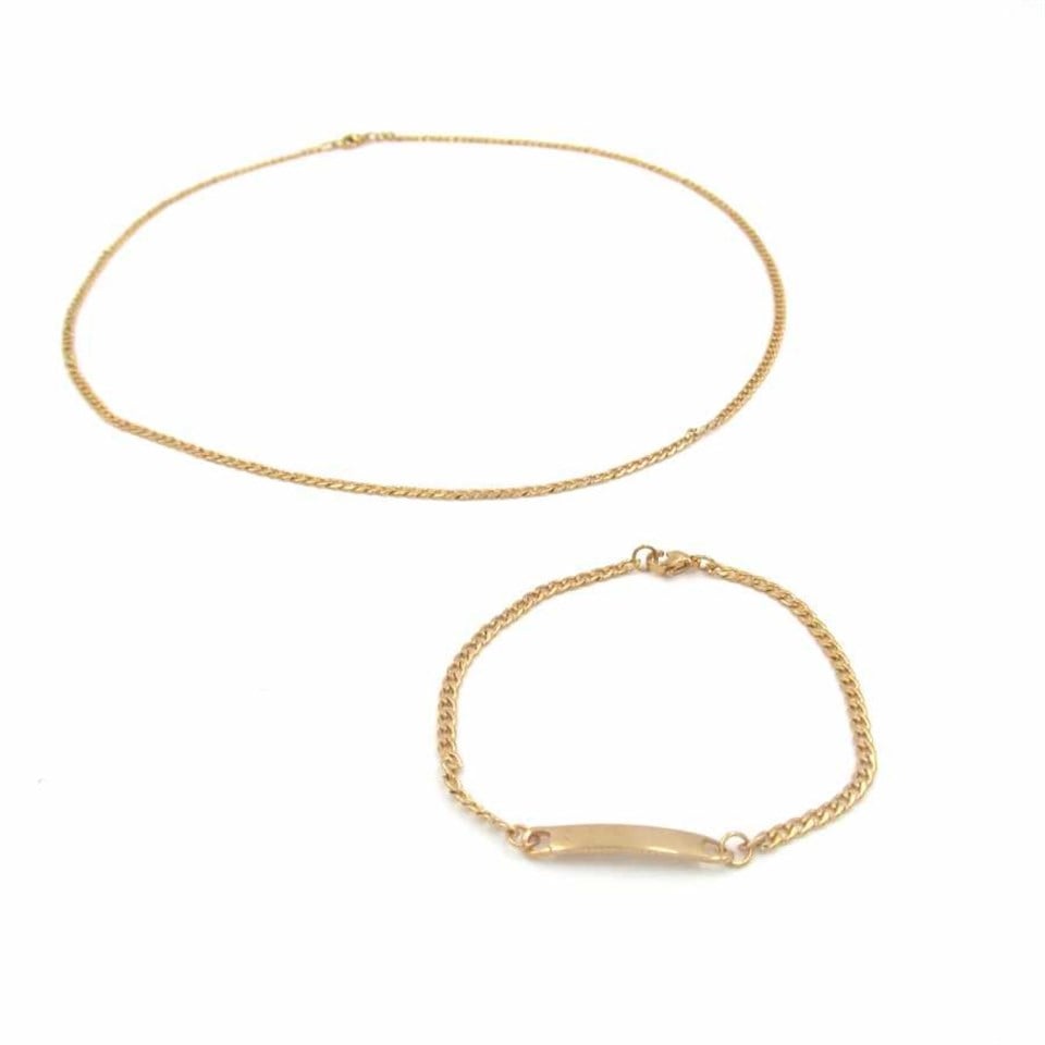 Welch Womens Steel Necklace Bracelet Set