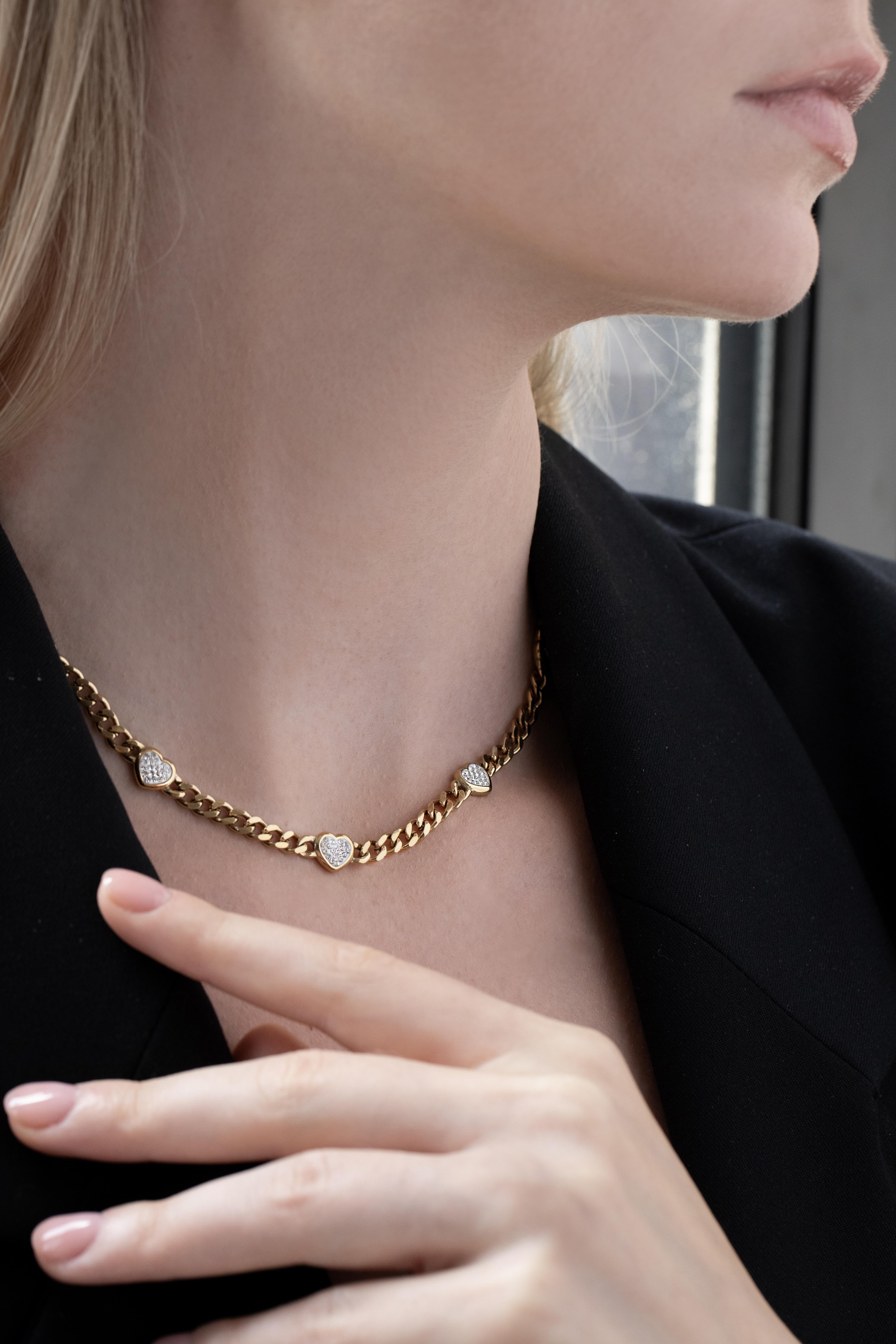 Welch Altın Kaplama Kalpli Çelik Kolye