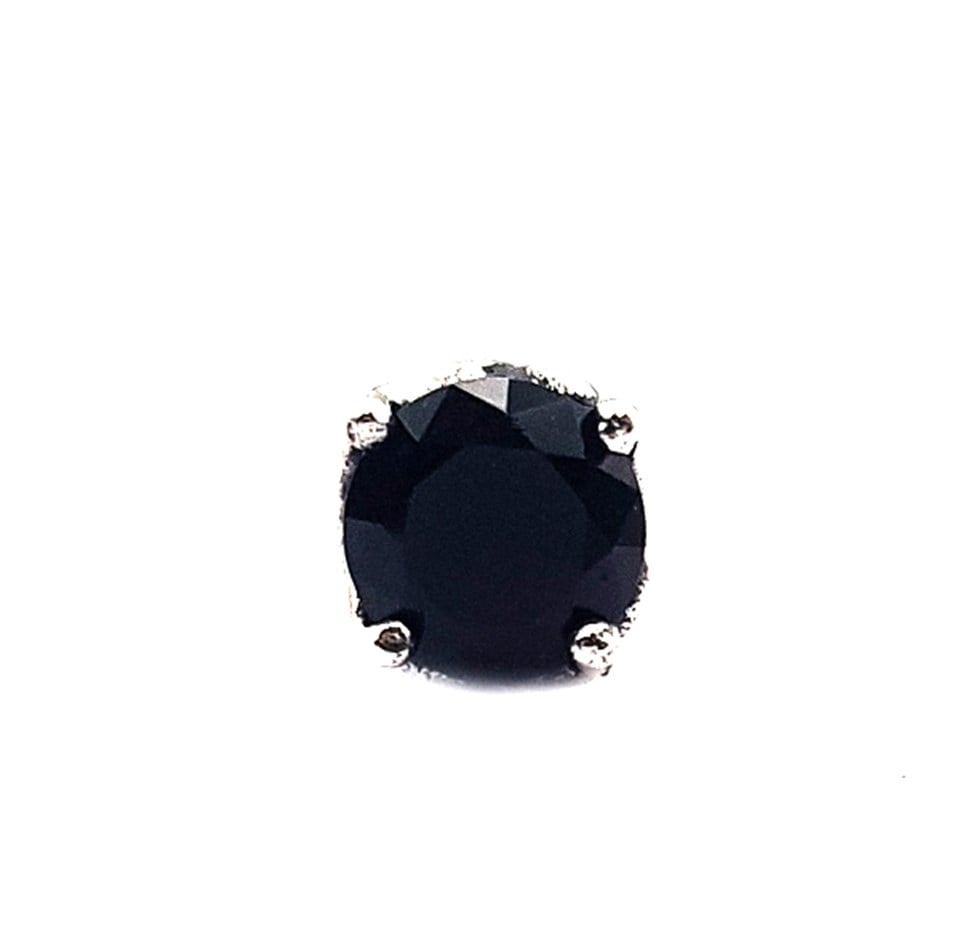 Welch Mens Square Black Stone Steel Earrings