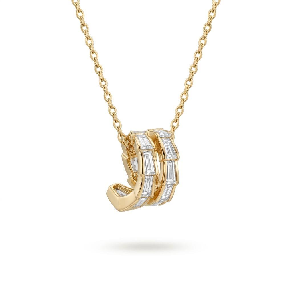 Welch Kıvrımlı Yılan Form Baget Taşlı Kolye– 925 Gümüş Gold Kaplama