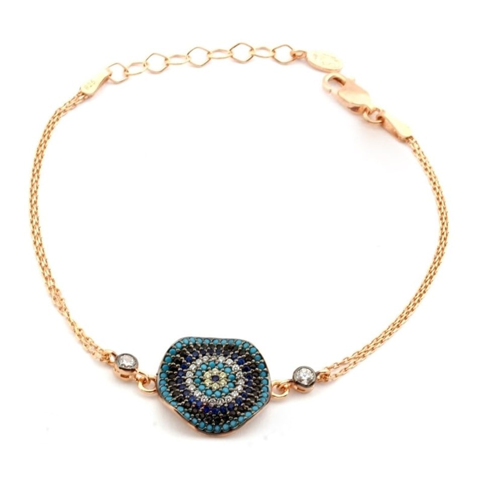 Welch Evil Eye Beaded 925 Sterling Silver Womens Bracelet