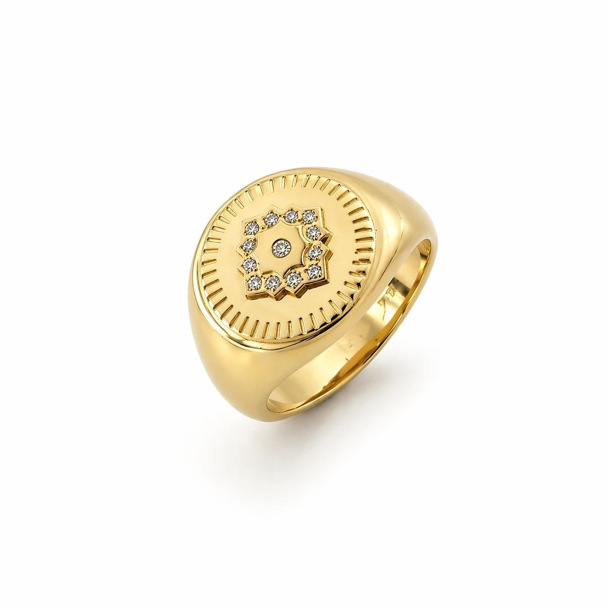 Welch Nova Mühür (Signet) Taşlı Çelik Yüzük – Gold Kaplama Welch Nova Mühür (Signet) Taşlı Çelik Yüzük Gold Kaplama | Kadın Statement Yüzük 